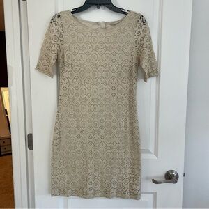 Banana Republic Eyelet Lace Sheath Dress Beige Size 4